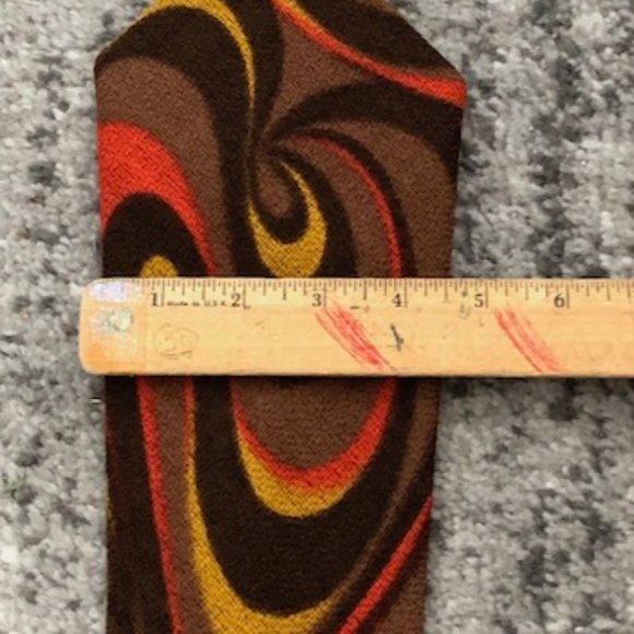 Vintage Psychedelic Tie Original Cotton Wool Blend Swirl Pattern Old - Picture 4 of 10